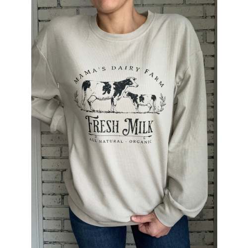 Mama's Dairy Farm Waffle Knit Crewneck