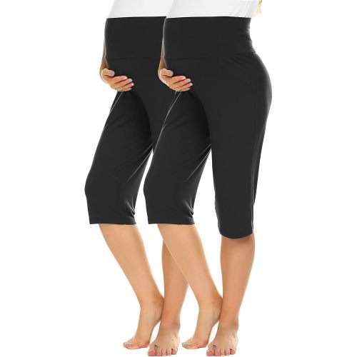 Ekouaer Maternity Shorts for Women Maternity Capris Yoga Pregnancy Short Pants Soft Joggers Lounge Bottoms S-XXXL
