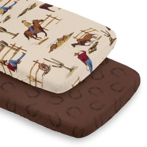 Sweet Jojo Designs Baby Boy Baby Bassinet Fitted Sheets Set Wild West Cowboy Red Brown and Off White 2pc