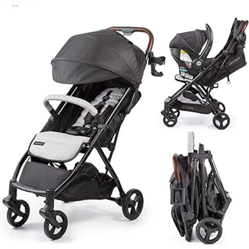 Ingenuity Ingenuity 3Dquickclose CS+ Compact Fold Stroller – Lightweight Stroller with Oversized Canopy, Extra-Large Storage and Compact Fold, Gray