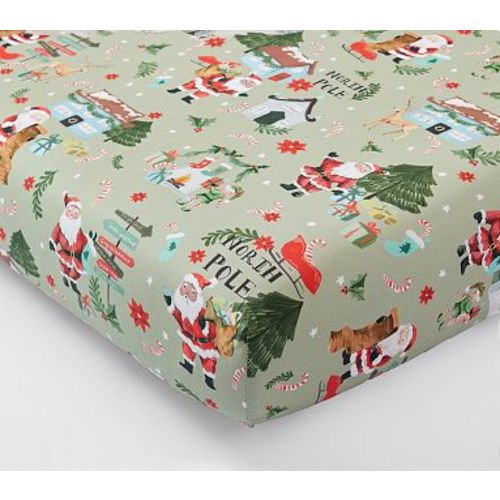 Organic Candy Cane Village Crib Sheet , Multi