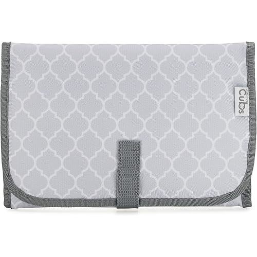 Comfy Cubs Baby Changing Pad Compact Size - Waterproof Diaper Changing Mat with Cushioned Pillow - Soft & Lightweight, Foldable Design for Travel - Stylish Design for Boys and Girls - Grey Pattern