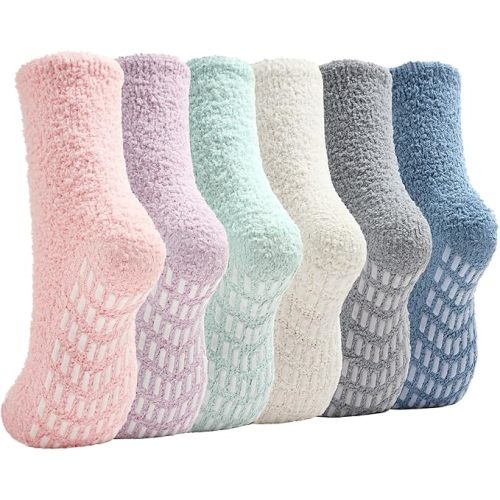 Slipper Socks for Women Men Grip Hospital Socks with Grips Fuzzy Non Slip Warm Womens Gifts