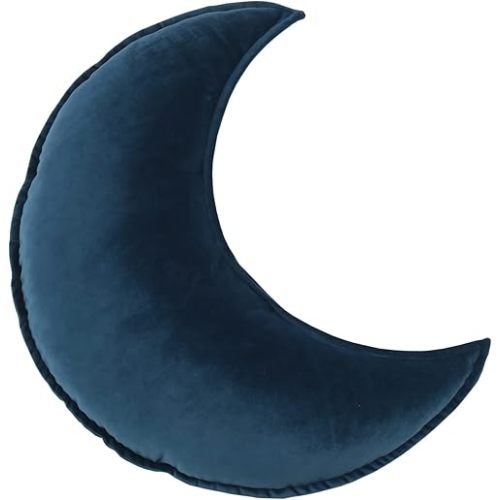 Star Moon Shaped Pillow Soft Velvet Nursery Stuffed Throw Pillows for Baby Room Kids Reading Nook Decor Gift (Moon, Teal)