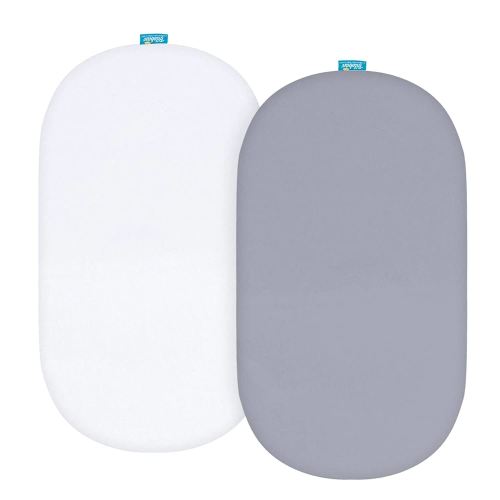 Bassinet Sheets Fit for Rectangle, 2 Pack, Ultra Soft Microfiber Sheets, White & Gray