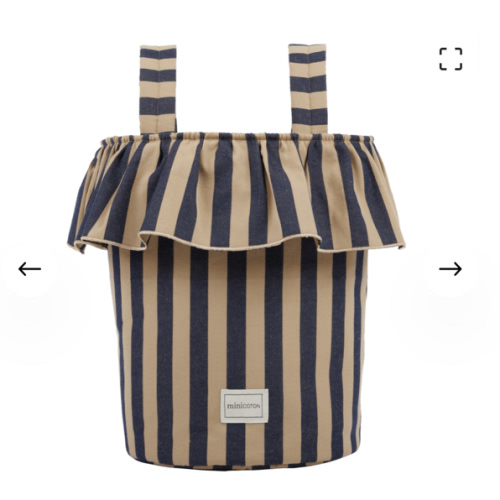 Basket Stripes - Navy + Caramel - Minicoton