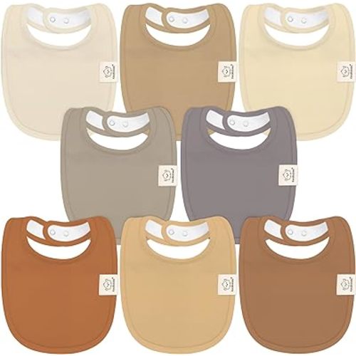 8-Pack Organic Baby Bibs for Boys, Girls - Soft Cotton Drooling and Teething Baby Bibs, Baby Girl Bibs, Baby Boy Bibs, Baby Drool Bibs for Baby Girl, Boy, Newborn Infant Bibs(Terracotta)