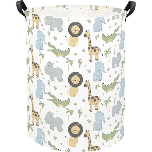 Animal Baby Laundry Basket Baby Hamper Kids Hamper Basket Toy Storage Bin for Boys Room Decor Baby Nursery Hamper Gift Baskets for Bedroom Bathroom(Green Animal)