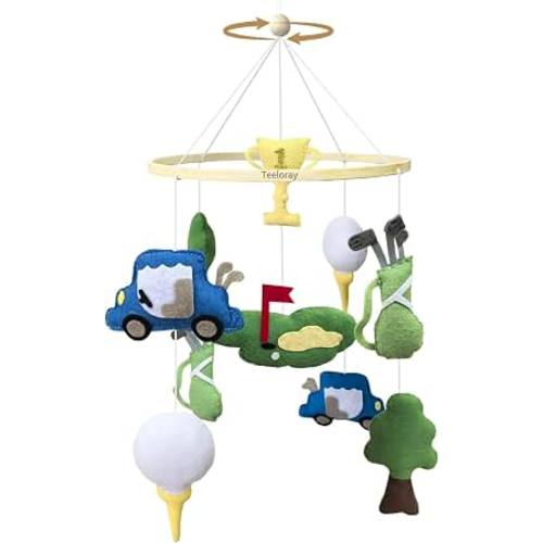 Amazon.com: Teeloray Baby Crib Mobile Golf Mobile for Boys Handmade Toddler Room Decor | Vintage Sports Nursery Decor for Infant Bedroom Hanging Mobiles Golf Party Decorations Newborn Baby Shower Gift