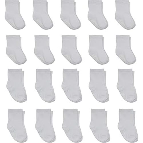 Little Me 20-Pack Newborn Baby Infant & Toddler Unisex Socks, 0-12/12-24 Months, Assorted Size Pack, White