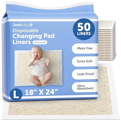 Jool Baby Disposable Changing Pad Liners for Baby (50 Count) Ultra-Absorbent Pee Pads to Protect Surfaces At Home or On the Go – Leakproof & Super Soft - Sage