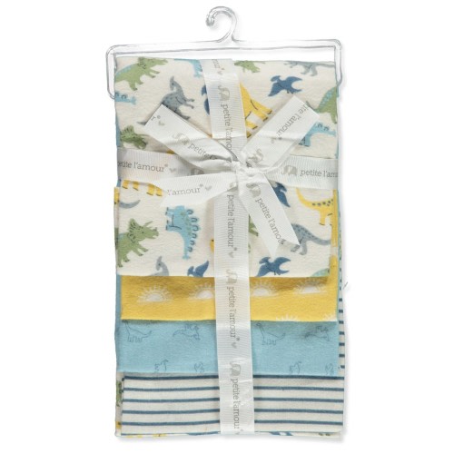 Cribmates Baby Boys' 4-Pack Dinosaur Receiving Blankets - white/multi, one size