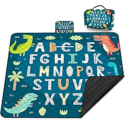 Extra Large Picnic Blanket Waterproof,80"x 80"Foldable Machine Washable Beach Blankets,Outdoor Blanket for 6-8 Adults,Picnic Mat Suitable for Indoor Crawling,Park Beach,Camping,Hiking,Travel( Blue)