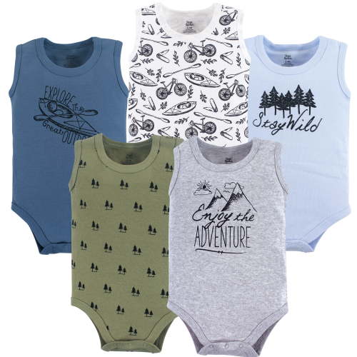 Luvable Friends Yoga Sprout Bodysuits 5pk, Little Explorer, 6-9M