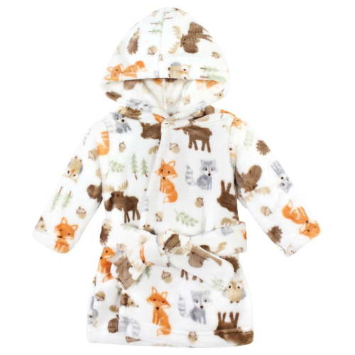 Hudson Baby Plush Animal Face Bathrobe, Woodland, 0-9 Months