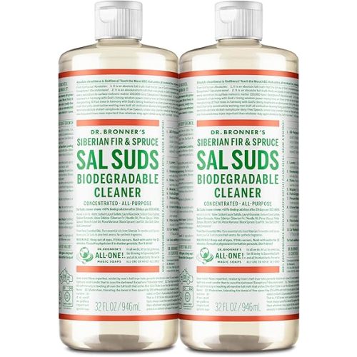 Dr. Bronner's - Sal Suds Biodegradable Cleaner (32 oz, 2-pack) - All-Purpose Cleaner, Pine Cleaner for Floors, Laundry and Dishes, Concentrated, Cuts Grease and Dirt, Powerful Cleaner
