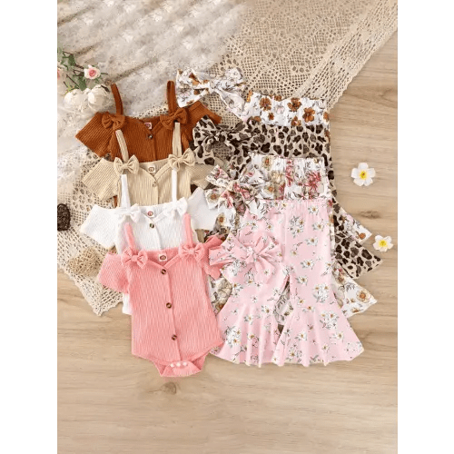 baby girl spring outfits short sleeve cold shoulder romper + - Temu