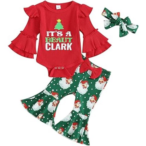 Baby Girls Summer Outfit Short Sleeve Romper Tops Floral Cattle Print Flared Pants Headband Toddler Baby Clothes Set