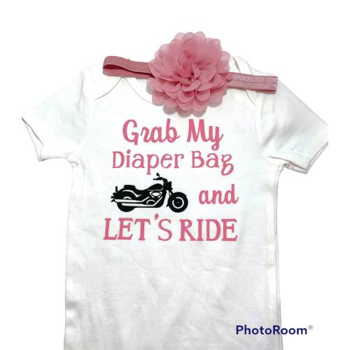 Baby girl biker outfit, Baby girl motorcycle ,  Baby girl personalized outfit, Baby biker bodysuit, Baby girl motorcycle outfit