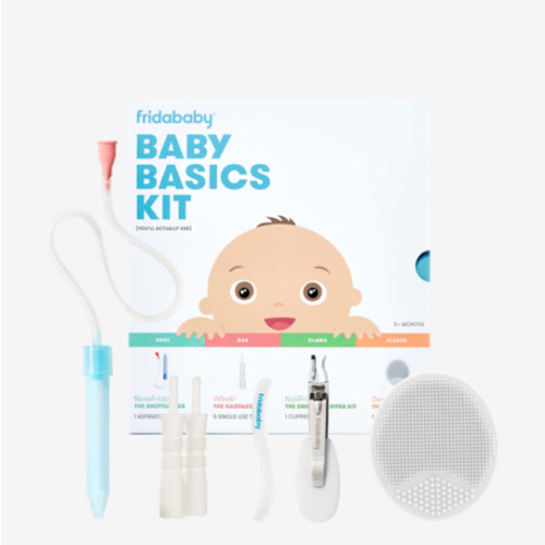 Frida Baby Basics Kit, Baby Essentials Kit Includes Nasal Aspirator Snotsucker, NailFrida Nail Files, Windi Gas Relief, DermaFrida Bath Brush + Silicone Carry Case