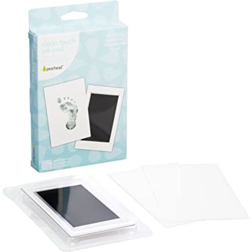 Pearhead Newborn Baby Handprint and Footprint Kit - No Mess Clean-Touch Ink Pad With Impression Cards, Safe for Skin, Perfect Keepsake for Family, Acid-Free, Smudge-Proof, Black, 3 Piece Set