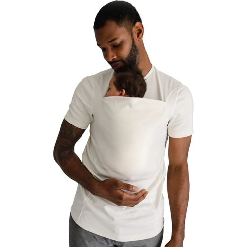 Lalabu Dad Shirt | Original Babywearing T-Shirt with Kangaroo Pouch | Baby Wrap Carrier for Newborns & Infants | Baby Wrap Carrier for Newborns | Essential for New Dads | Natural, L, Short Sleeve