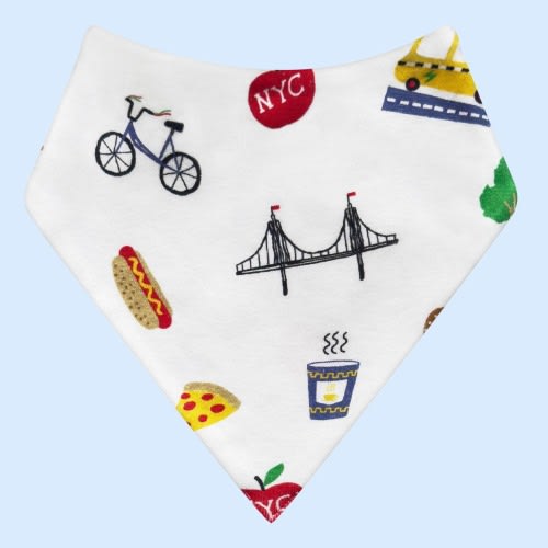 Organic Baby Bib Kerchief, Big City Print | Estella