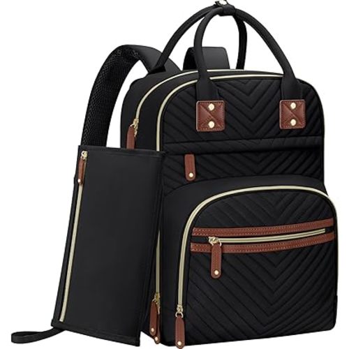 Tenot Diaper Bag Backpack for Women with Changing Pad Black