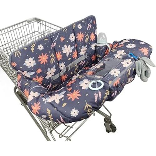 Shopping Cart Cover for Baby/Toddler, Cozy High Chair Cover & Grocery cart Cover Cushion, Dark Blue