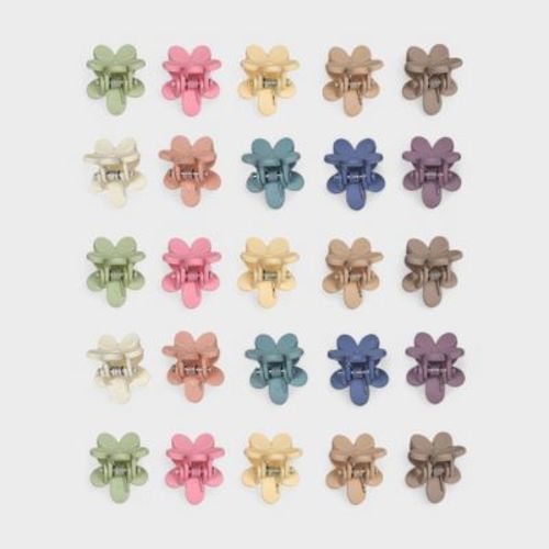 Willow & Ruby Girl's 50-Piece Mini Flower Hair Claw Clips - No-Slip Design - 50pcs