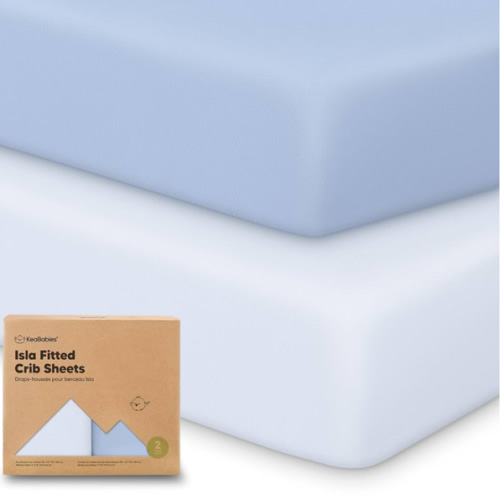 KeaBabies 2-Pack Baby Crib Sheets for Boys, Girls - 52x28 Viscose Derived from Bamboo Toddler Bed Sheets Neutral, Fitted Crib Mattress Cover for Standard Baby Bedding, Soft & Cozy (Blue Flax)