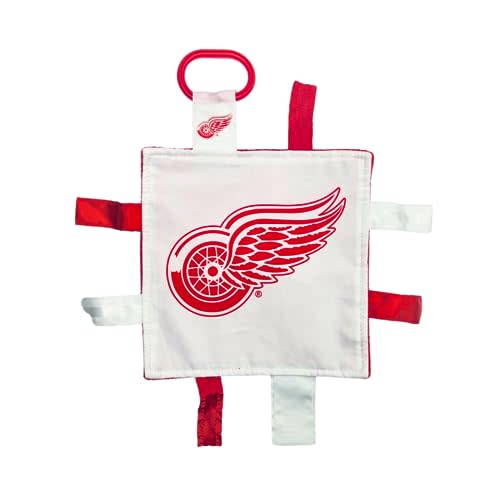 The Learning Lovey Detroit Redwings Baby Tag Toy - NHL Hockey Baby Sensory Crinkle Toys - Soft & Safe - Ideal Baby Stroller Toy - BPA Free w/Stroller Clip (8" x 8" Tag Toy)…