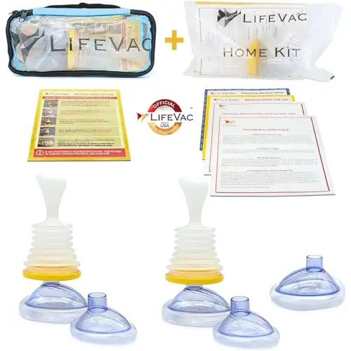 LifeVac Home & Blue Travel Kit Combo - Portable Suction Rescue Device, First Aid Kit for Kids and Adults, Portable Airway Suction Device for Children and Adults