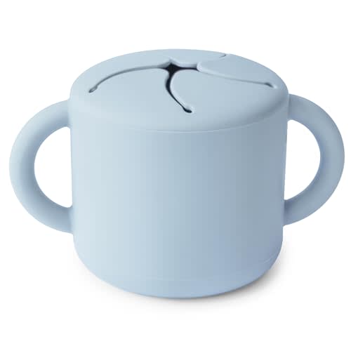 mushie Silicone Snack Cup | Spill Proof Food Container for Toddler and Baby (Powder Blue)