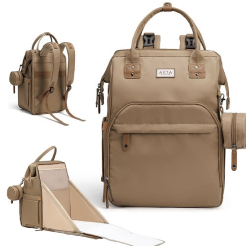 Diaper Bag Backpack, Multifunction Diaper Bag with Changing Station, Stylish Baby Bags, Large Unisex Diaper Backpack for Mom and Dad, Baby Registry Search, Portable Changing Pad – Coffee Brown