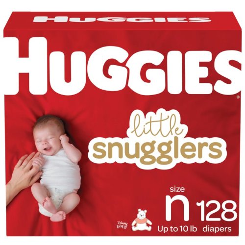 Huggies Little Snugglers Hypoallergenic and Latex-Free Diapers, Newborn, 128 Count