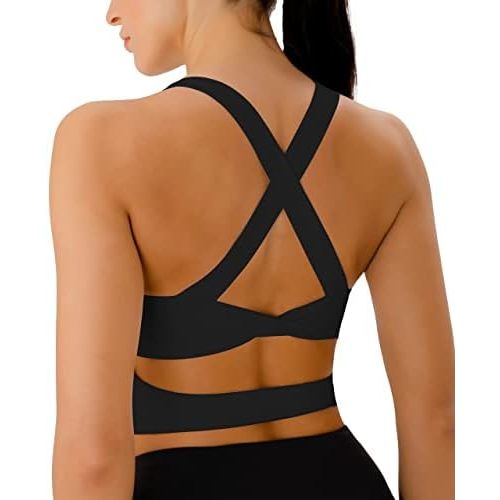 Sports Bras for Women Criss-Cross Back Padded Workout Tank Tops Medium Support Crop Tops for Women