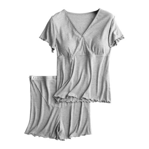 yievot Women's Maternity Nursing Pajama Set Breastfeeding Sleepwear Set Short Sleeve Top & Shorts Pregnancy PJS