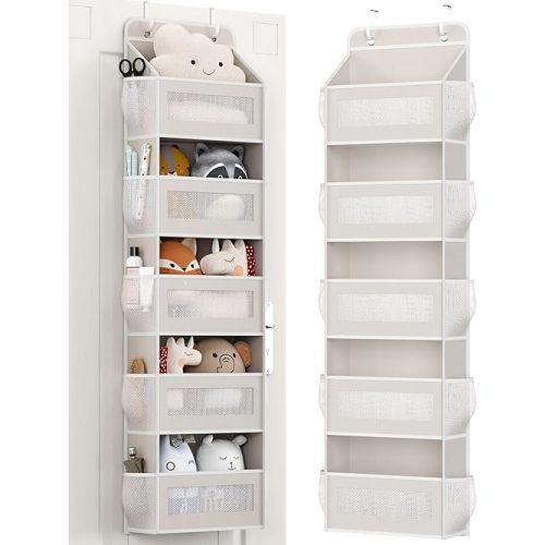Over The Door Organizer with 15 Pockets, Door Hanger Organizer for Bathroom Storage, Back of Door Shoe Organizer, Kids Organization and Storage, Bath Toy Storage, Hanging Closet Organizer