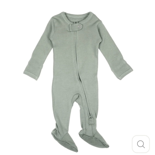 Organic 2-Way Zipper Footie in Seafoam