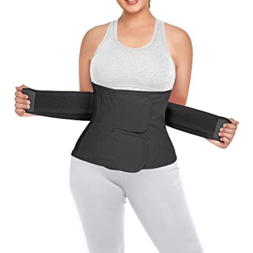 Postpartum Belly Band Abdominal Binder Post Surgery C-section Belly Binder Wrap Girdle Recovery Belt Back Support (Small/Medium, Black)