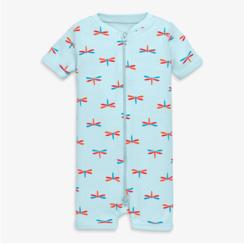 Clearance kids organic short sleeve zip romper in dragonflies | Primary.com