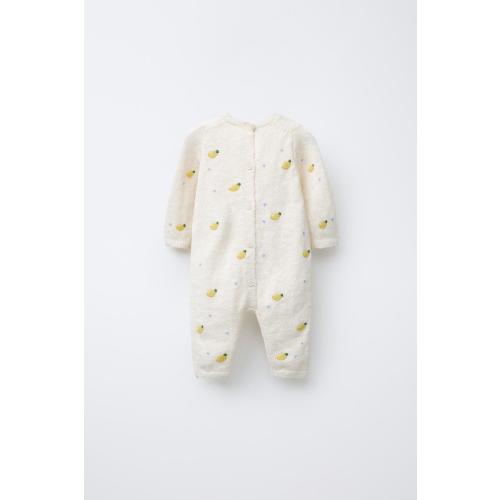 EMBROIDERED LEMON KNIT JUMPSUIT - Ecru | ZARA United States
