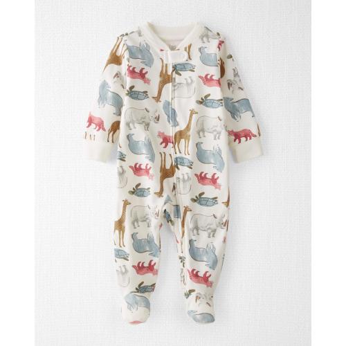 Baby Organic Cotton Sleep & Play Pajamas - Style,Wildlife Print