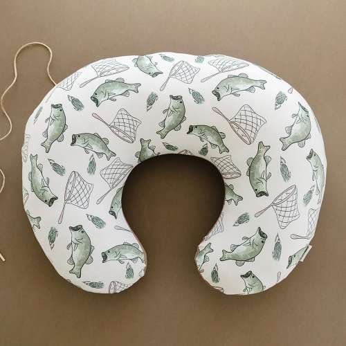Nurse pillow cover breastfeeding Pillow Cover for Boys and Girls baby shower gift Neutral Baby Support U Shaped Pillow (Gone Fishing)