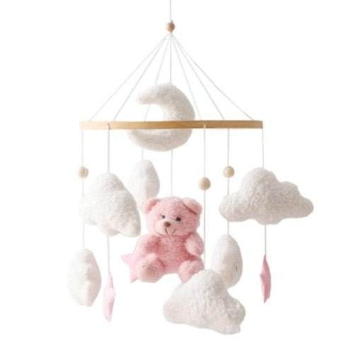 Baby Nursery Decor Delightful Mobile Crib Hanger Plush Teddy Bear Promote Hand Eye Coordination