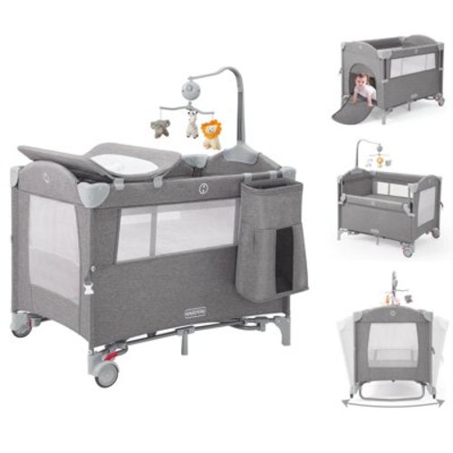 HARPPA 5 in 1 Portable Playard and Bassinet Bedside Sleeper for Newborn to Toddler, Unisex, Gray