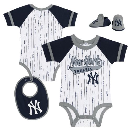 Newborn & Infant New York Yankees White Base Hitter Bodysuit, Bib & Bootie Set