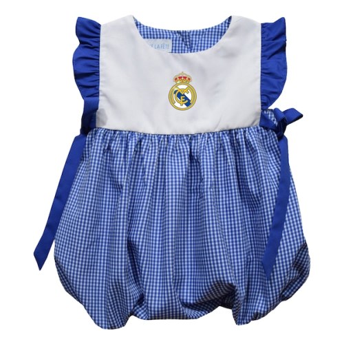 Real Madrid Vive La Fete Girls Infant Gingham Bubble Dress - Royal