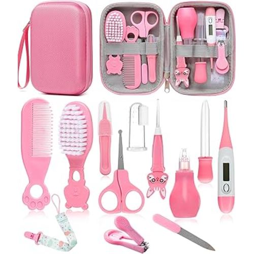 Baby Healthcare and Grooming Kit, Safety Newborn Nursery Baby Care Kit, with Hair Brush Comb, Nail Clipper, Thermometer, Pacifier Clip, Baby Registry Search, Baby Girl Boy Newborn Essentials